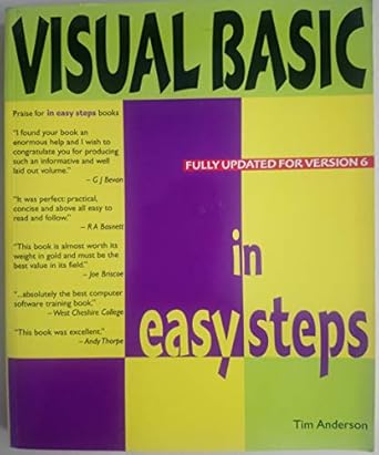 visual basic 6 in easy steps visual basic 6 in easy steps 1st edition tim anderson 1840780290, 978-1840780291