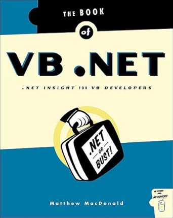 the book of vb net net insight for vb developers 1st edition matthew macdonald 1886411824, 978-1886411821