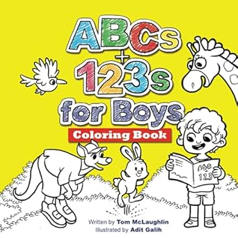 abcs and 123s for boys coloring book jumbo pictures hours of fun animals scenes letters and numbers to color