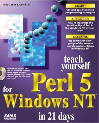 sams teach yourself perl 5 for windows nt in 21 days 1st edition david till ,tony zhang 0672310473,