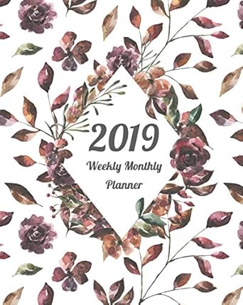 2019 weekly monthly planner violet flora 12 months 365 days calendar schedule appointment agenda meeting 1st