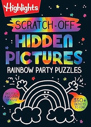 scratch off hidden pictures rainbow party puzzles over 350 colorful objects to find in this rainbow puzzle