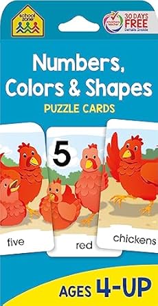school zone numbers colors and shapes puzzle cards 56 flash cards pre k preschool kindergarten 18 full color