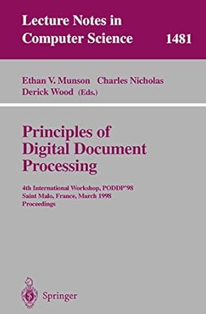 principles of digital document processing 4th international workshop poddp98 saint malo france march 29 30