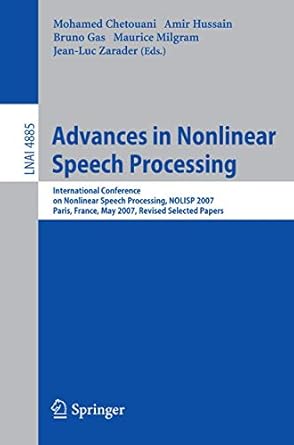 advances in nonlinear speech processing international conference on non linear speech processing nolisp 2007