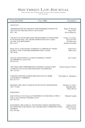 southern law journal vol 32 1st edition diane brown 1960326198, 978-1960326195