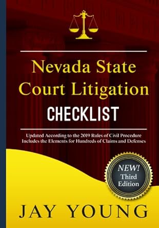 nevada state court litigation checklist 1st edition jay young 168964429x, 978-1689644297