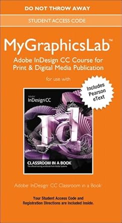 mylab graphics adobe indesign cc course access card 1st edition  0133511383, 978-0133511383
