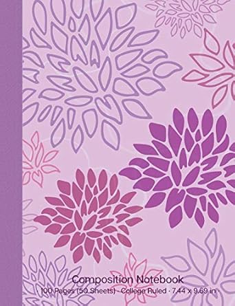 composition notebook purple flower blooms college ruled writing journal lined notebook 1st edition w t