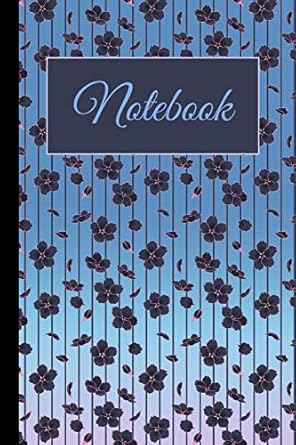 notebook cherry blossom sakura black blue floral pinstripe lined journal 120 pages 1st edition ruby wish