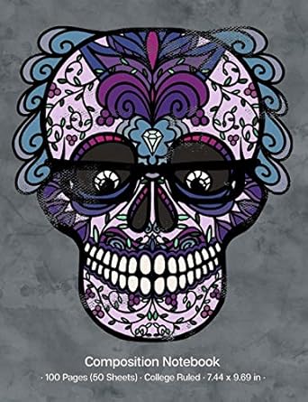 composition notebook professor skull art with glasses college ruled notebook creative writing journal 1st