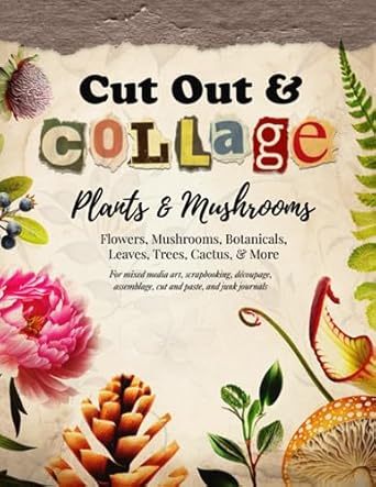 cut out and collage plants and mushrooms flowers mushrooms botanicals leaves trees cactus and more for mixed