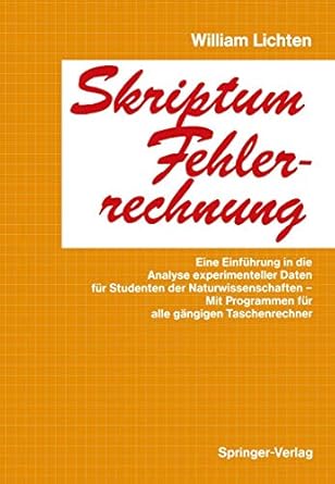 skriptum fehlerrechnung eine einfuhrung in die analyse experimenteller daten fur studenten der