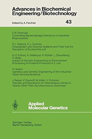 applied molecular genetics 1st edition jakob reiser ,c l cooney ,r l dabora ,s o enfors ,v glumoff ,h