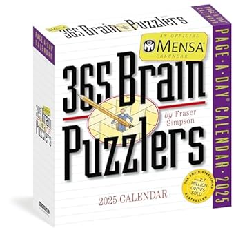 mensa 365 brain puzzlers page a day calendar 2025 word puzzles logic challenges number problems and more 1st