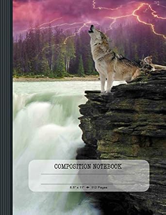 composition notebook large graph paper 5x5 grid book 8x5 inches blank wolf and dog image journal 1st edition