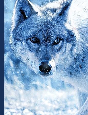 blue winter wolf composition notebook wide ruled lined student exercise book 1st edition enchanted willow