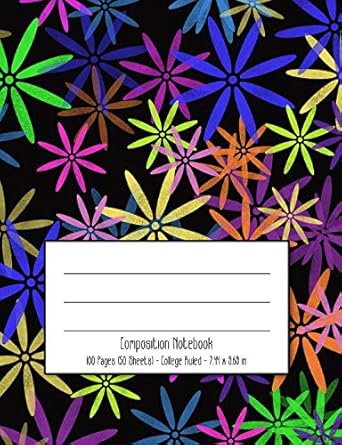 composition notebook flower power cover design on a black background college ruled notebook creative writing