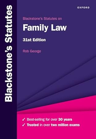 blackstones statutes on family law 1st edition rob george 0192858610, 978-0192858610