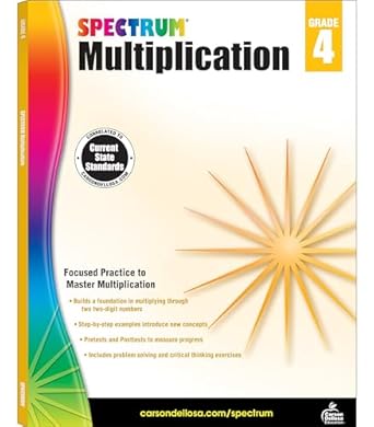 spectrum multiplication 4th grade math workbooks multiplying through 2 digit numbers test prep and critical