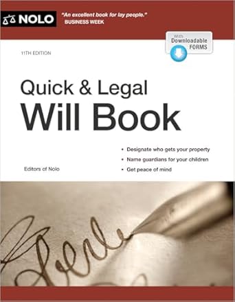 quick and legal will book 1st edition editors of nolo 1413332994, 978-1413332995