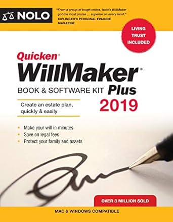 quicken willmaker plus 2019 1st edition nolo 1413325556, 978-1413325553
