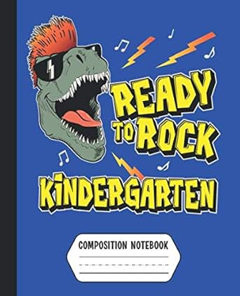 ready to rock kindergarten composition notebook boys rockin t rex dinosaur back to school supplies 1st
