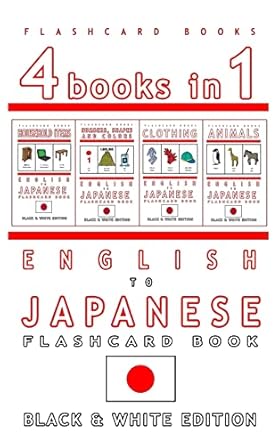 4 books in 1 english to japanese kids flash card book black and   learn japanese vocabulary for children 1st