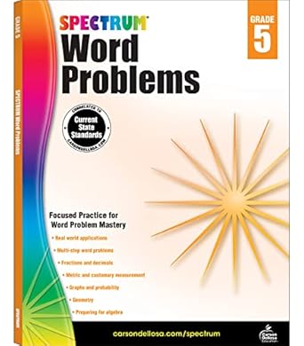 spectrum math word problems grade 5 workbook ages 10 to 11 5th grade math word problems fractions decimals