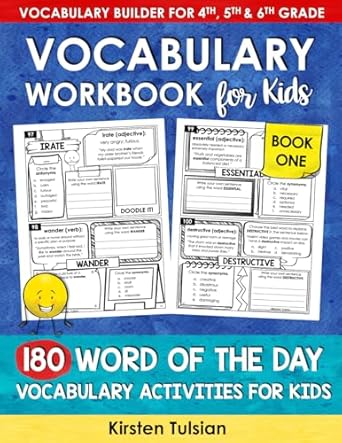 Vocabulary Workbook For Kids 180 Word Of The Day Vocabulary Activities Book One Vocabulary Builder For 4th 5th And 6th Grade