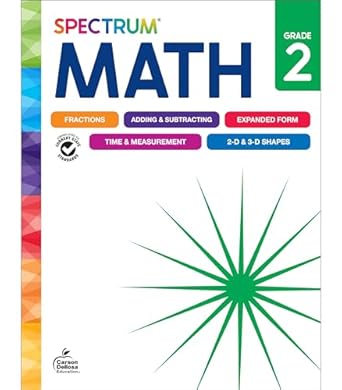 spectrum 2nd grade math workbook mathematics activity book for kids ages 7 8 addition subtraction fractions