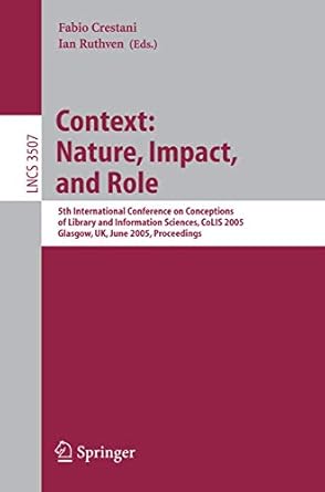 information context nature impact and role 5th international conference on conceptions of library and