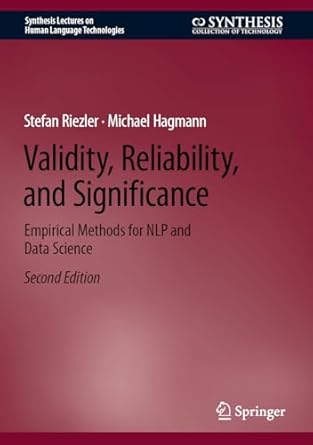 validity reliability and significance empirical methods for nlp and data science 1st edition stefan riezler