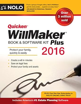 quicken willmaker plus 2016 book and software kit 1st edition betsy simmons hannibal 141332200x,