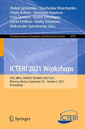 icteri 2021 workshops iter mrol rmsebt thermit unlp 2021 kherson ukraine september 28 october 2 2021