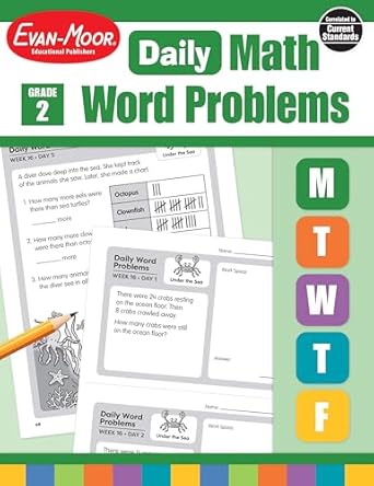 evan moor daily word problems grade 2 homeschooling and classroom resource workbook problem solving real life