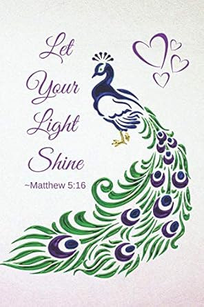 matthew 5 16 let your light shine purple lavender peacock notebook with bible verse inspirational quote 1st