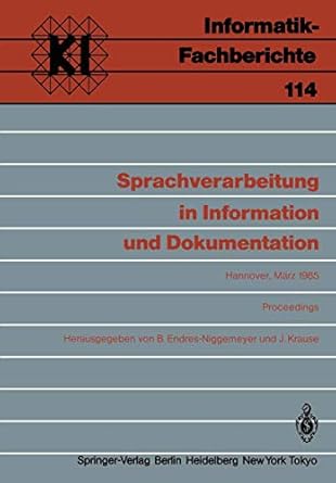 sprachverarbeitung in information und dokumentation jahrestagung der gesellschaft fur linguistische