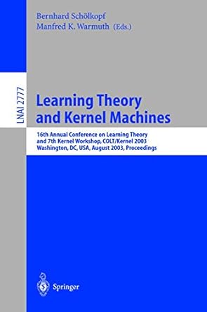 learning theory and kernel machines 16th annual conference on computational learning theory and 7th kernel
