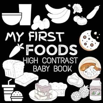 high contrast baby book food my first food for newborn babies infants high contrast baby book of food black