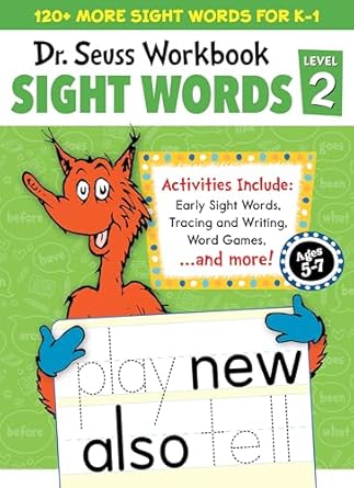 dr seuss sight words level 2 workbook a sight words workbook for kindergarten and 1st grade 1st edition dr