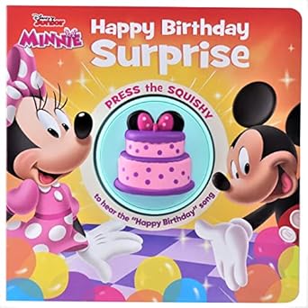 disney junior minnie mouse happy birthday surprise squishy button sound book satisfying tactile and sensory