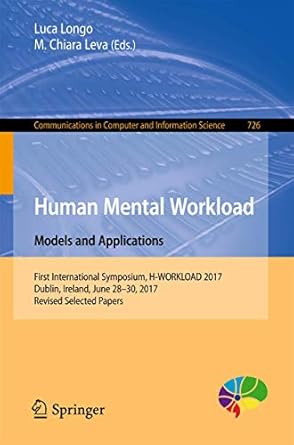 human mental workload models and applications first international symposium h workload 2017 dublin ireland