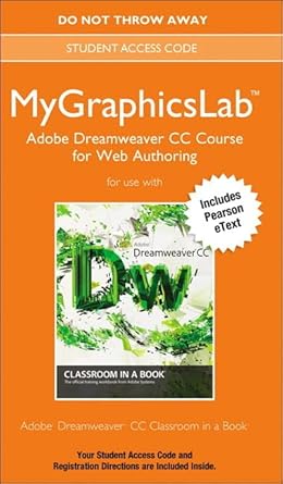 mygraphicslab adobe dreamweaver cc course access card 1st edition peachpit press 0133520498, 978-0133520491