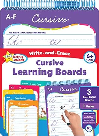 active minds write and erase wipe clean learning boards ages 6+ cursive 1st edition edited by sequoia