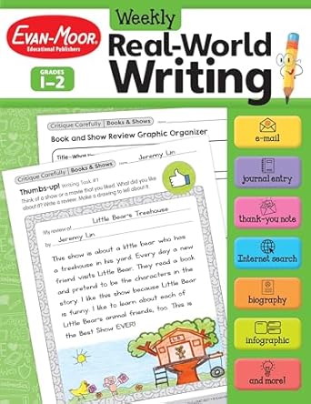 evan moor weekly real world writing grades 1 2 homeschooling and classroom resource reproducible worksheets