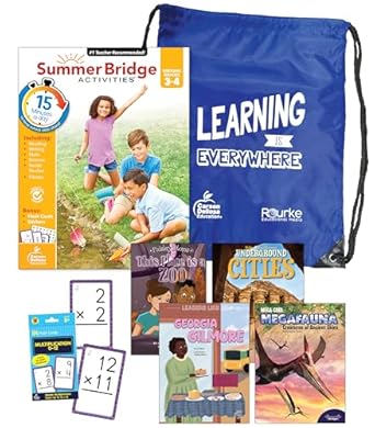 Summer Bridge Activities 3 4 Bundle Age 8 9 Math Language Arts And Science Summer Learning 4th Grade Workbooks All Subjects Multiplication Math Flash Cards Childrens Books And Drawstring Bag