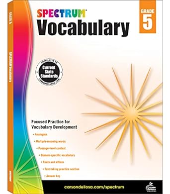 spectrum 5th grade vocabulary workbooks ages 10 to 11 grade 5 vocabulary reading comprehension context clues