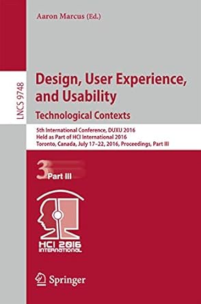 design user experience and usability technological contexts 5th international conference duxu 2016 held as