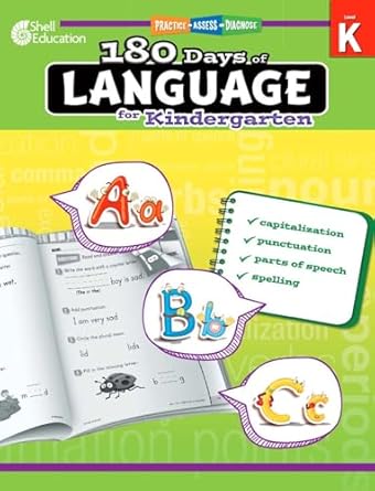 shell education 180 days of language for kindergarten 1st edition shell education 1425811728, 978-1425811723